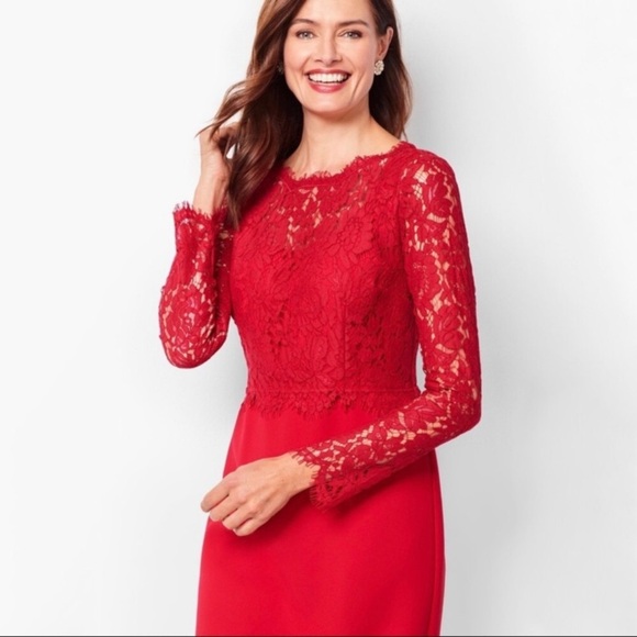 NWT RSVP by Talbots Lace Overlay Long Sleeve Dress - Picture 2 of 10